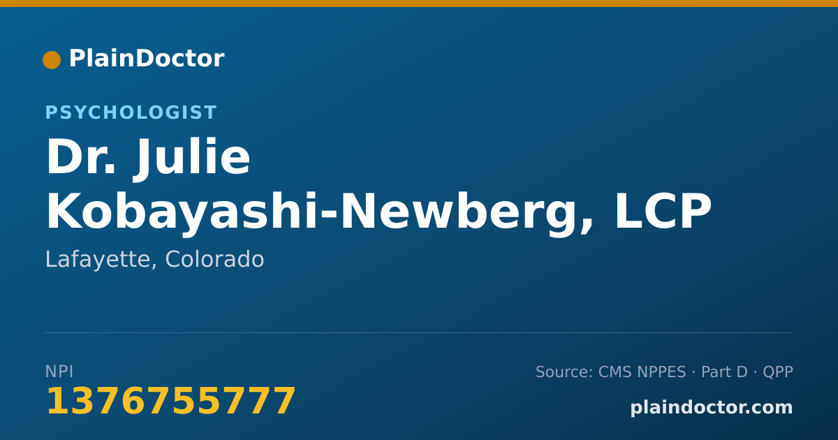 Shareable card for Julie Kobayashi-Newberg, LCP - Psychologist, Lafayette, CO