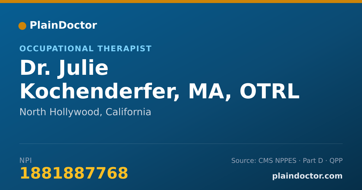Shareable card for Julie Kochenderfer, MA, OTRL - Occupational Therapist, North Hollywood, CA