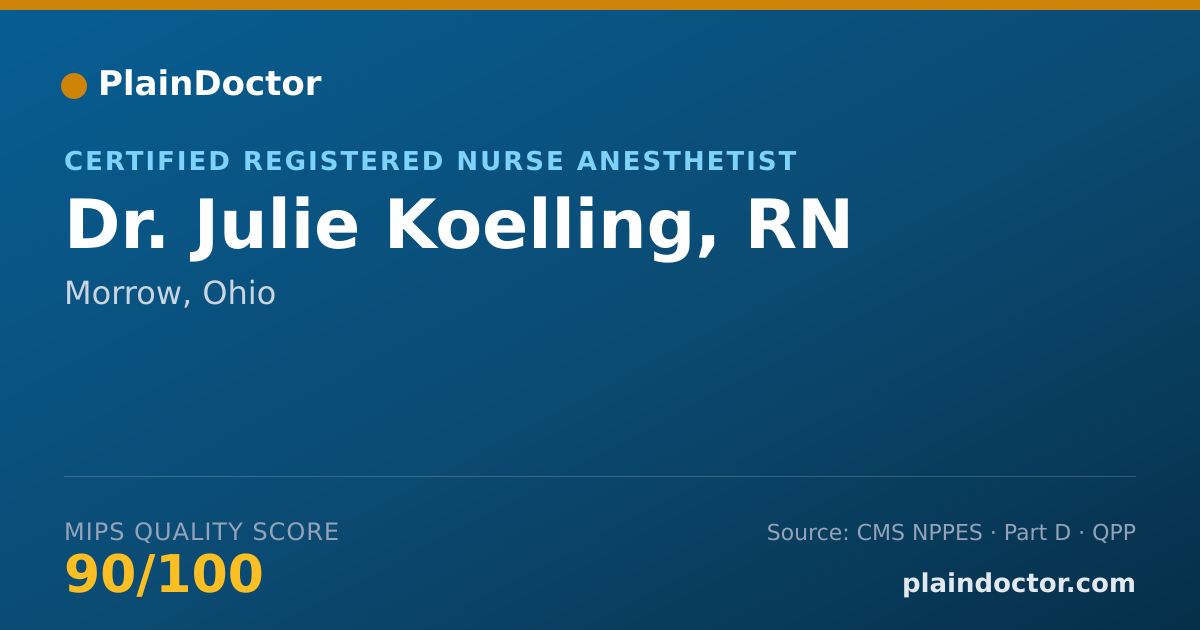 Shareable card for Julie Koelling, RN - Certified Registered Nurse Anesthetist, Morrow, OH