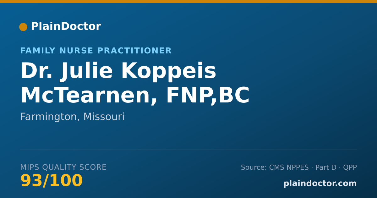 Shareable card for Julie Koppeis McTearnen, FNP,BC - Family Nurse Practitioner, Farmington, MO