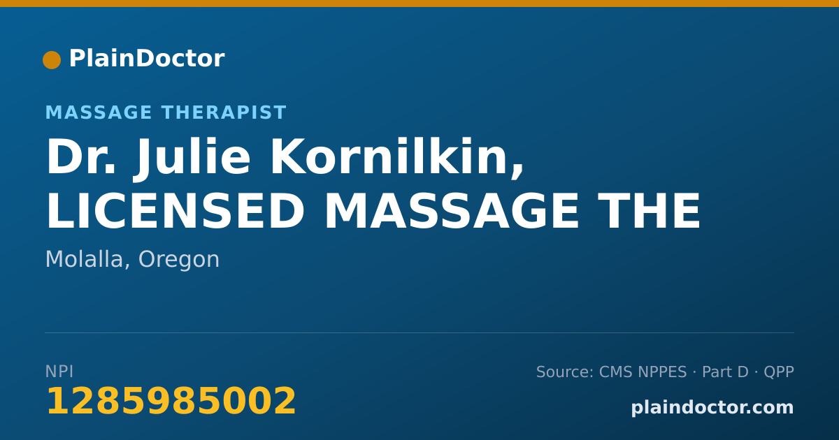 Shareable card for Julie Kornilkin, LICENSED MASSAGE THE - Massage Therapist, Molalla, OR