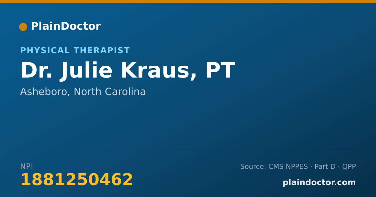 Shareable card for Julie Kraus, PT - Physical Therapist, Asheboro, NC