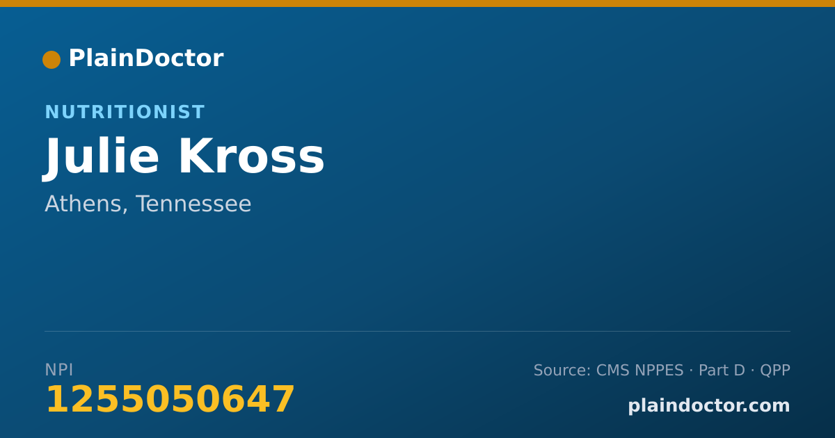 Shareable card for Julie Kross - Nutritionist, Athens, TN