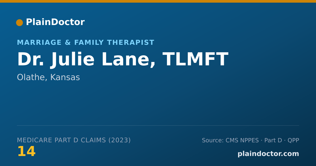 Shareable card for Julie Lane, TLMFT - Marriage & Family Therapist, Olathe, KS
