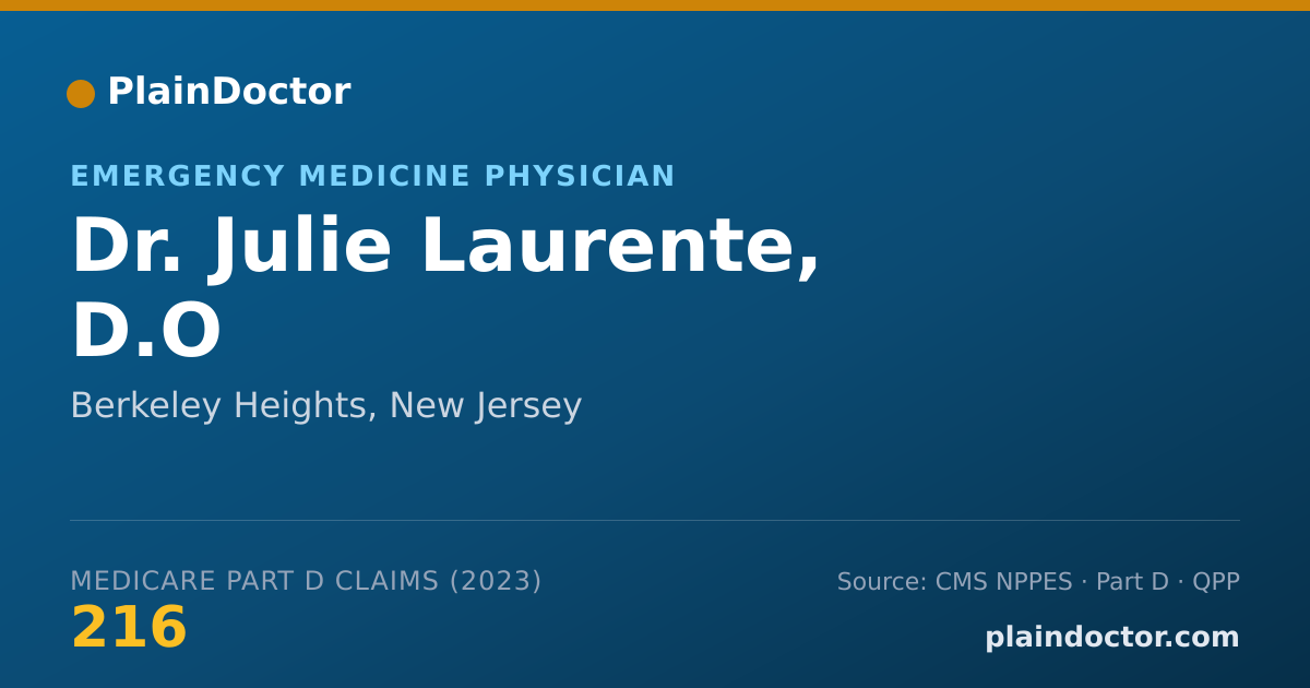 Shareable card for Julie Laurente, D.O - Emergency Medicine Physician, Berkeley Heights, NJ
