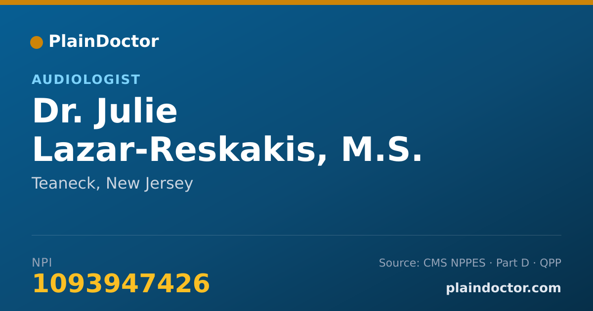 Shareable card for Julie Lazar-Reskakis, M.S. - Audiologist, Teaneck, NJ