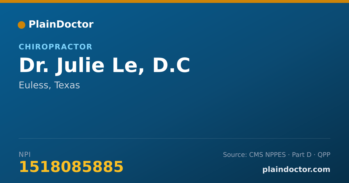 Shareable card for Julie Le, D.C - Chiropractor, Euless, TX