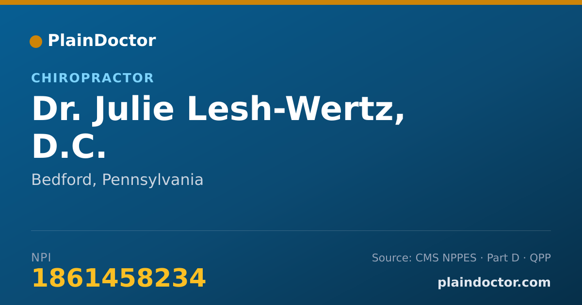 Shareable card for Julie Lesh-Wertz, D.C. - Chiropractor, Bedford, PA