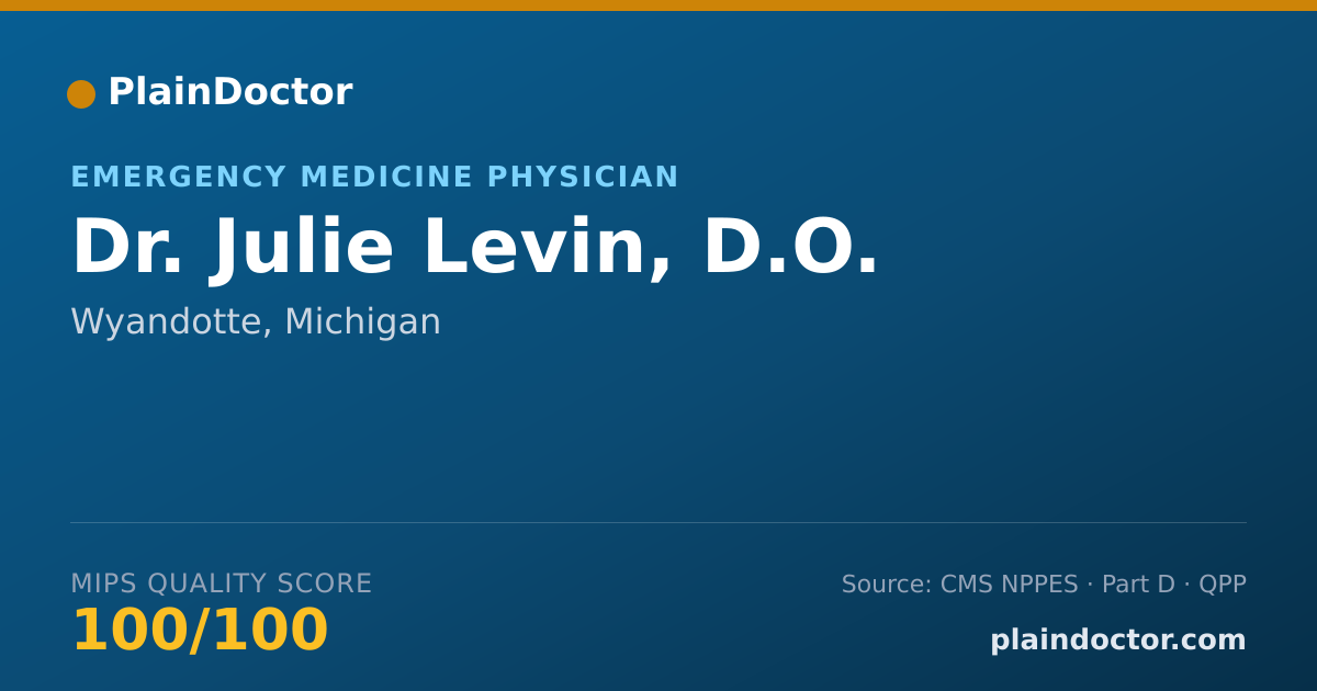 Shareable card for Julie Levin, D.O. - Emergency Medicine Physician, Wyandotte, MI