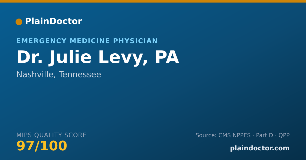Shareable card for Julie Levy, PA - Emergency Medicine Physician, Nashville, TN