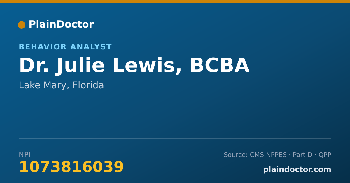 Shareable card for Julie Lewis, BCBA - Behavior Analyst, Lake Mary, FL