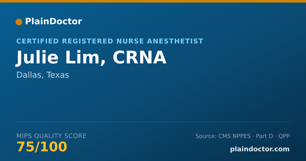 Shareable card for Julie Lim, CRNA - Certified Registered Nurse Anesthetist, Dallas, TX