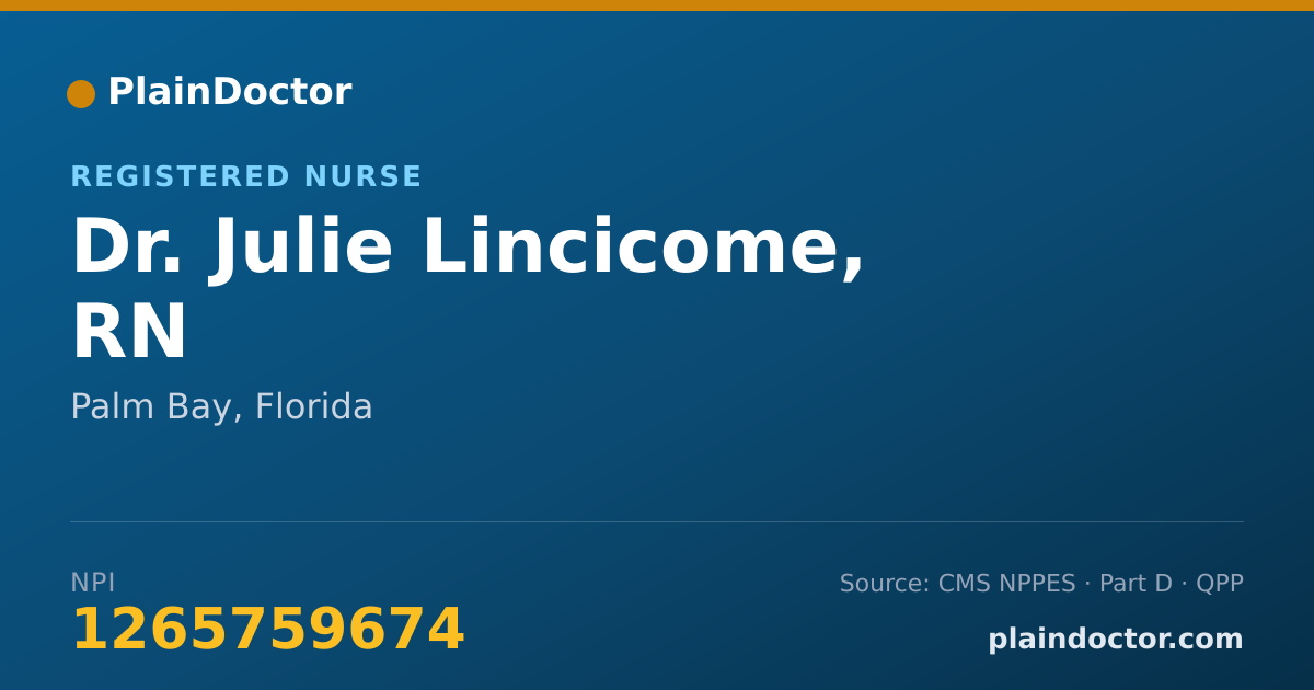 Shareable card for Julie Lincicome, RN - Registered Nurse, Palm Bay, FL