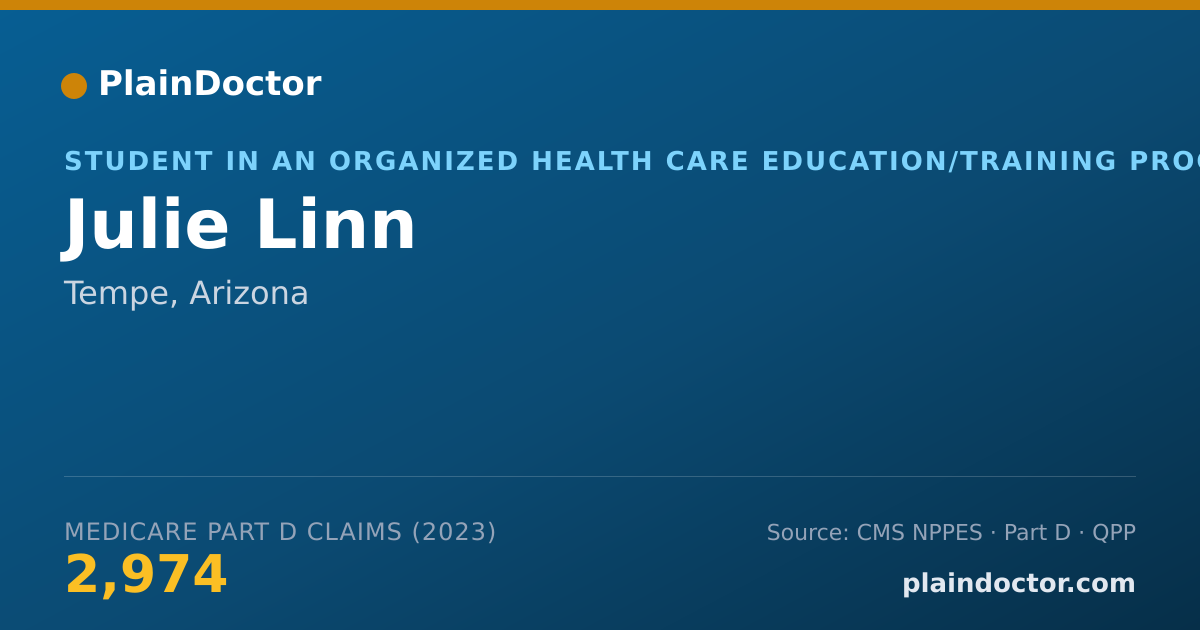 Shareable card for Julie Linn - Student in an Organized Health Care Education/Training Program, Tempe, AZ