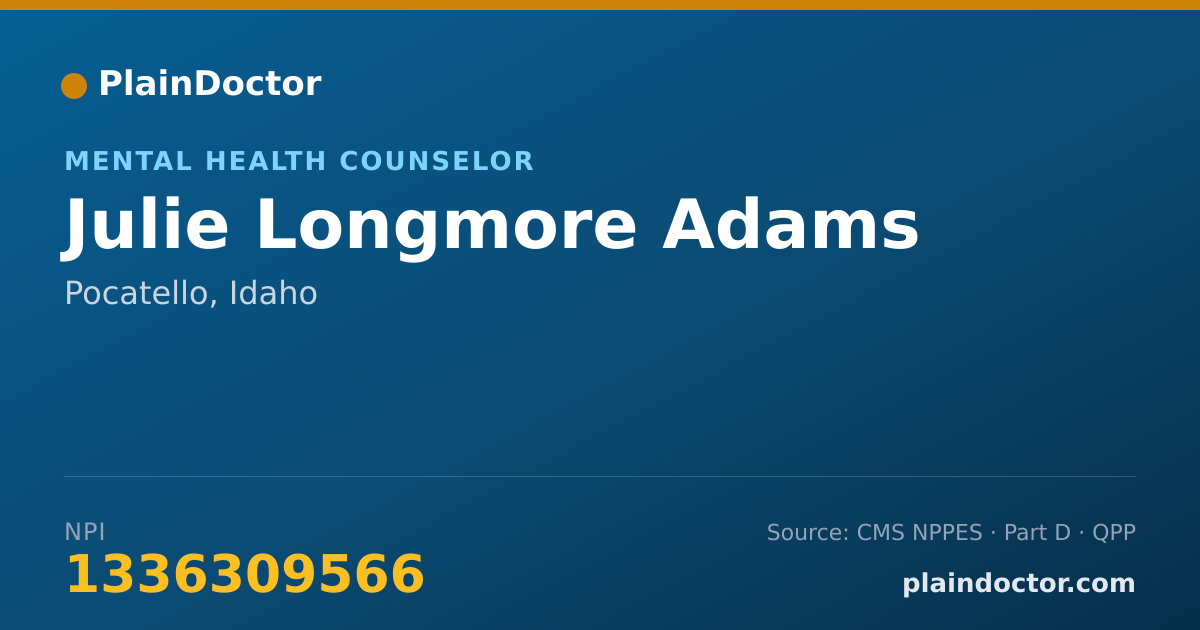 Shareable card for Julie Longmore Adams - Mental Health Counselor, Pocatello, ID