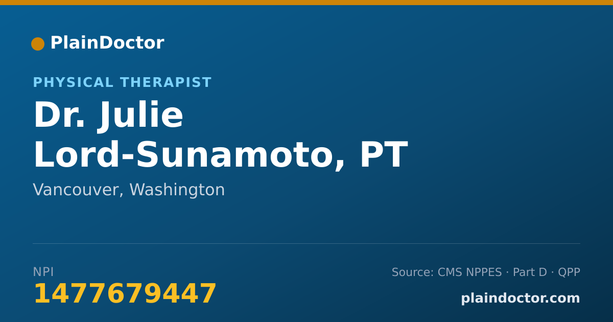 Shareable card for Julie Lord-Sunamoto, PT - Physical Therapist, Vancouver, WA