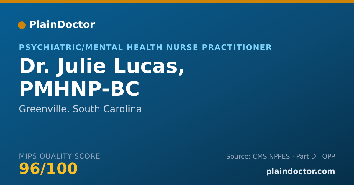 Shareable card for Julie Lucas, PMHNP-BC - Psychiatric/Mental Health Nurse Practitioner, Greenville, SC