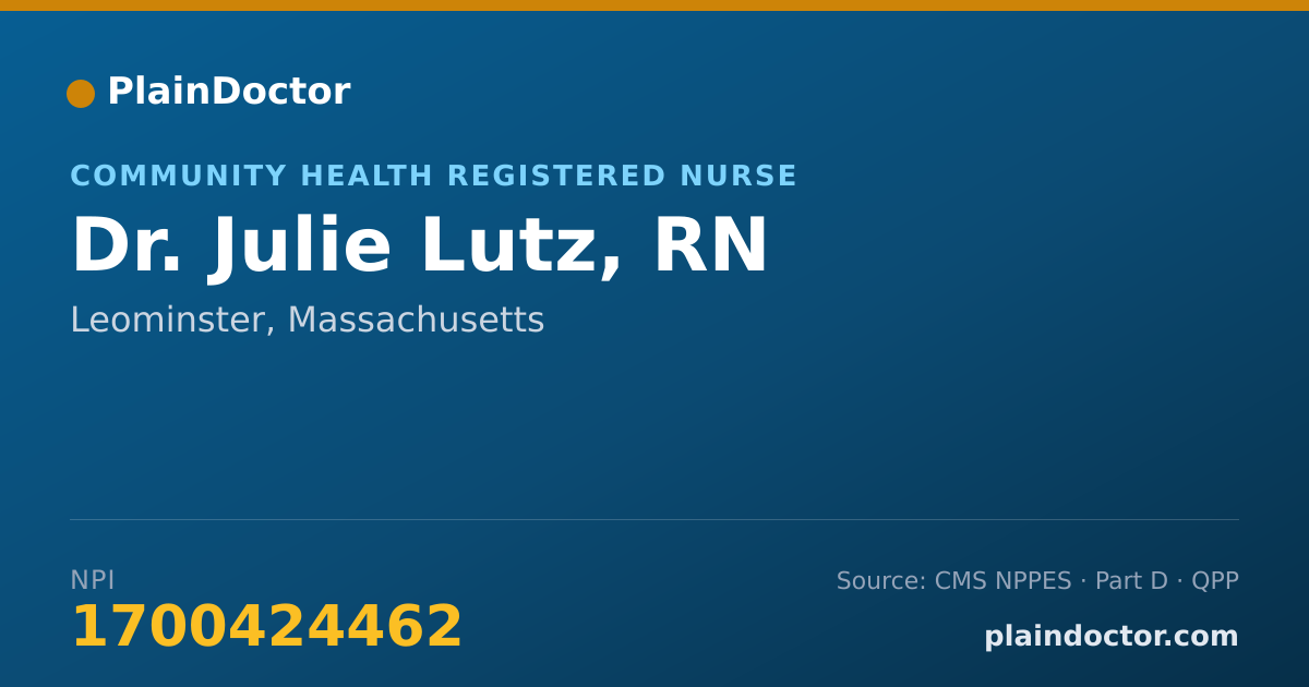 Shareable card for Julie Lutz, RN - Community Health Registered Nurse, Leominster, MA
