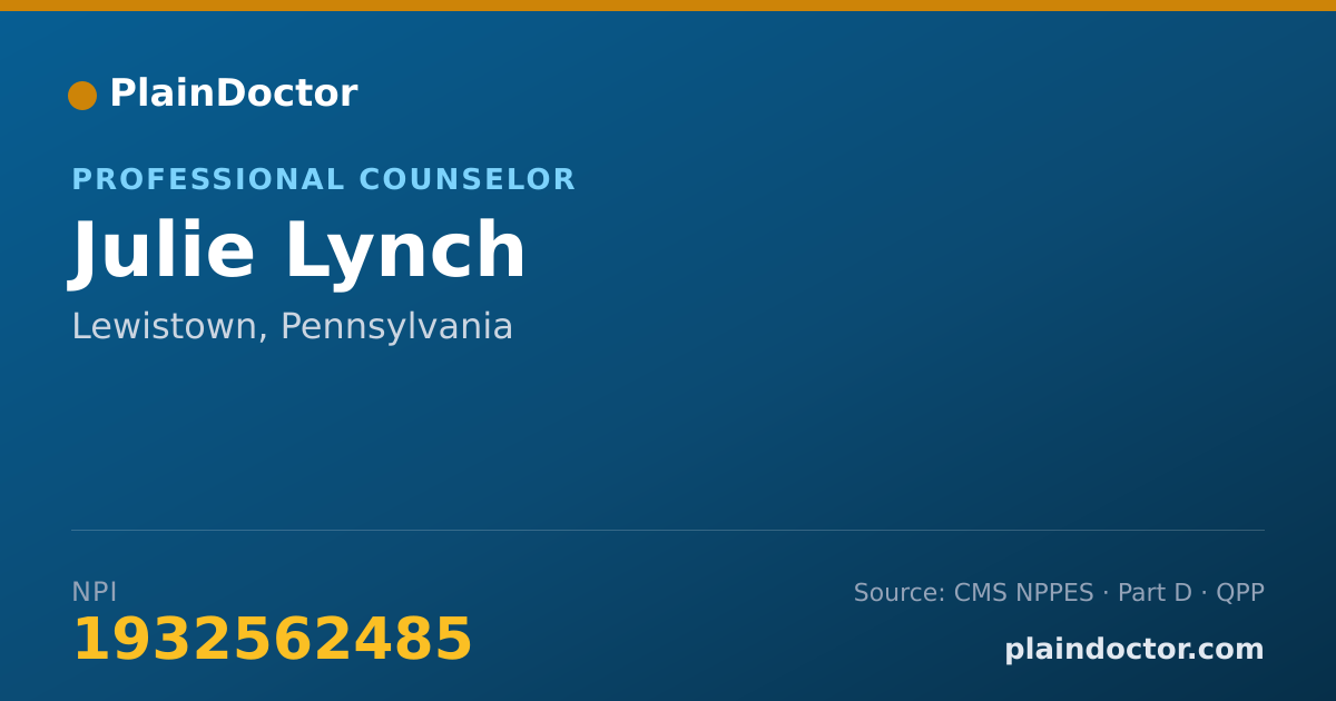 Shareable card for Julie Lynch - Professional Counselor, Lewistown, PA