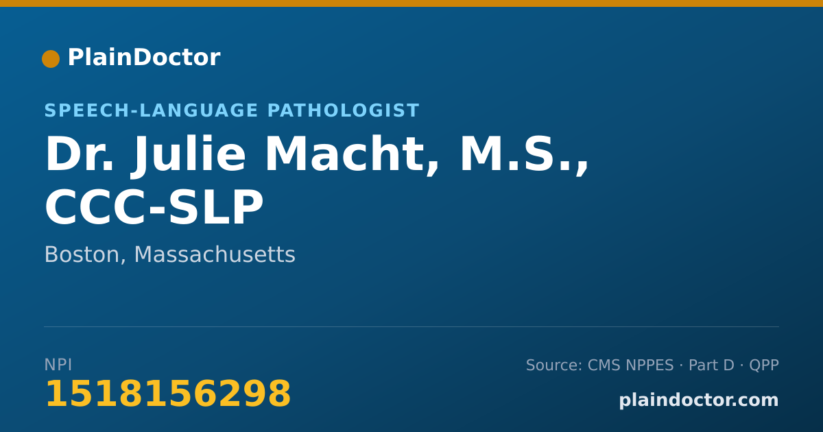 Shareable card for Julie Macht, M.S., CCC-SLP - Speech-Language Pathologist, Boston, MA