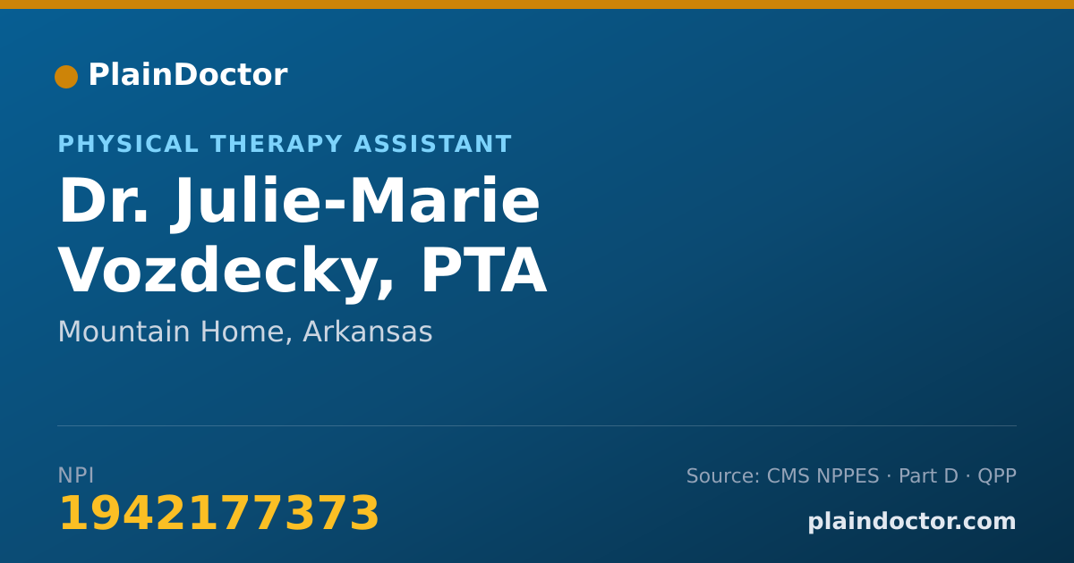 Shareable card for Julie-Marie Vozdecky, PTA - Physical Therapy Assistant, Mountain Home, AR