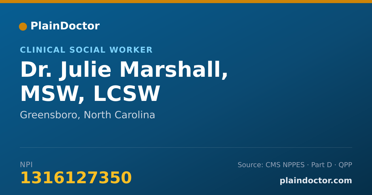 Shareable card for Julie Marshall, MSW, LCSW - Clinical Social Worker, Greensboro, NC