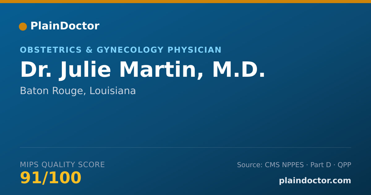 Shareable card for Julie Martin, M.D. - Obstetrics & Gynecology Physician, Baton Rouge, LA