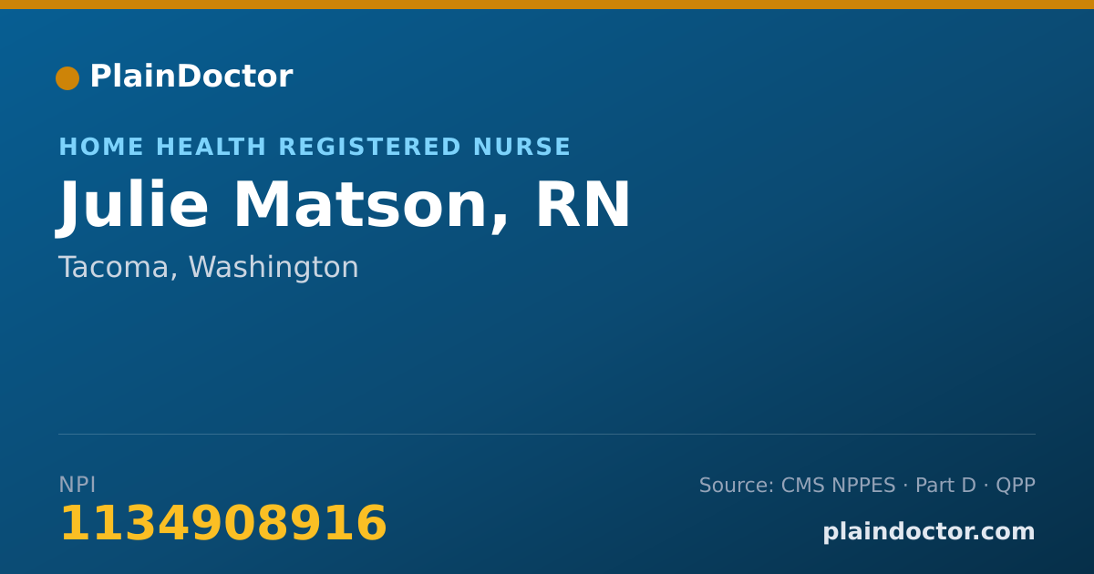Shareable card for Julie Matson, RN - Home Health Registered Nurse, Tacoma, WA