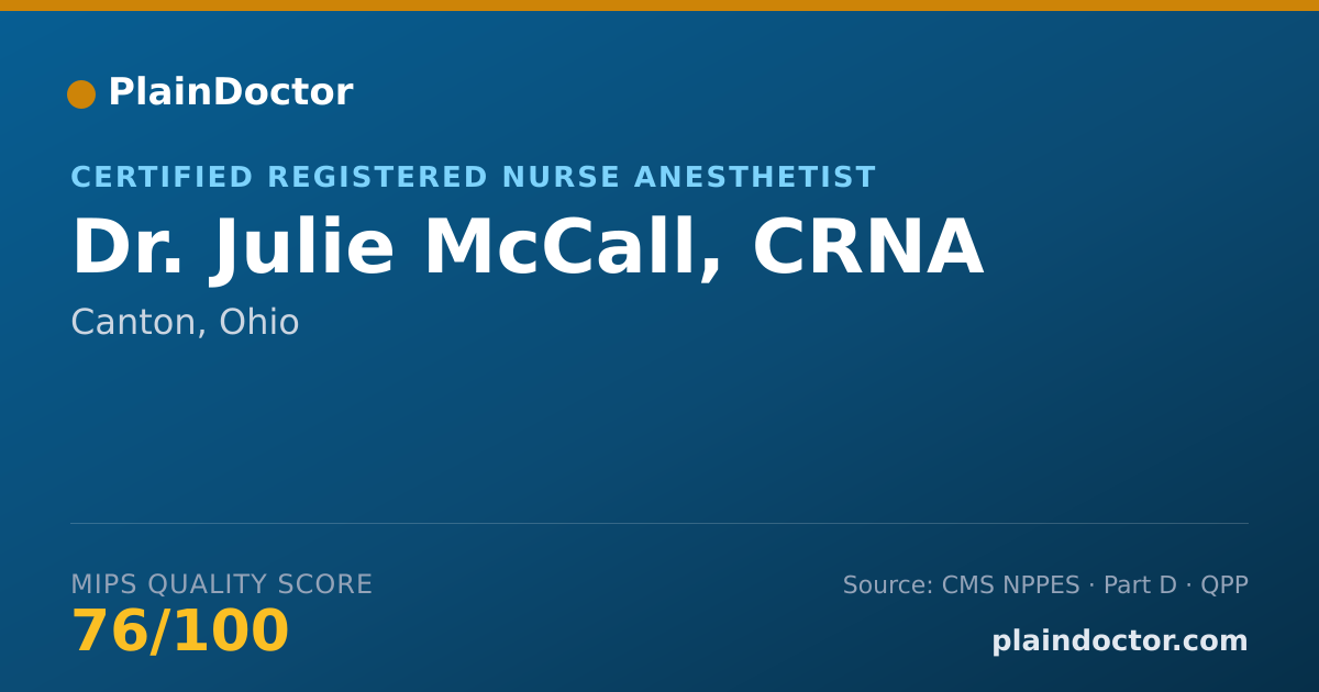 Shareable card for Julie McCall, CRNA - Certified Registered Nurse Anesthetist, Canton, OH