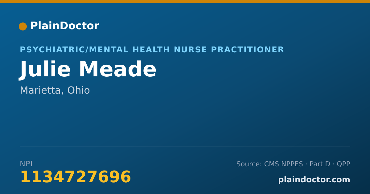 Shareable card for Julie Meade - Psychiatric/Mental Health Nurse Practitioner, Marietta, OH