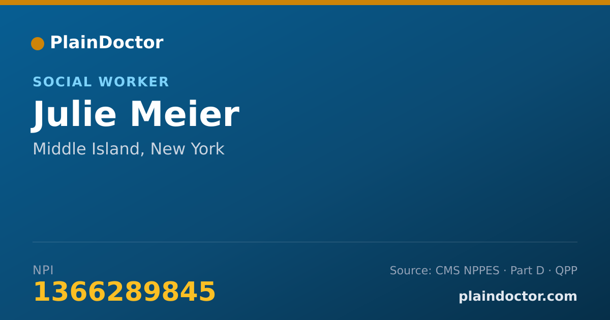 Shareable card for Julie Meier - Social Worker, Middle Island, NY
