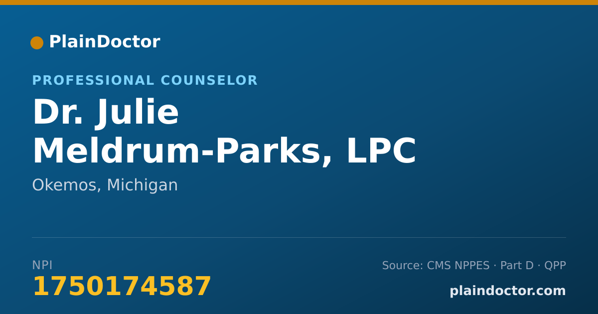 Shareable card for Julie Meldrum-Parks, LPC - Professional Counselor, Okemos, MI
