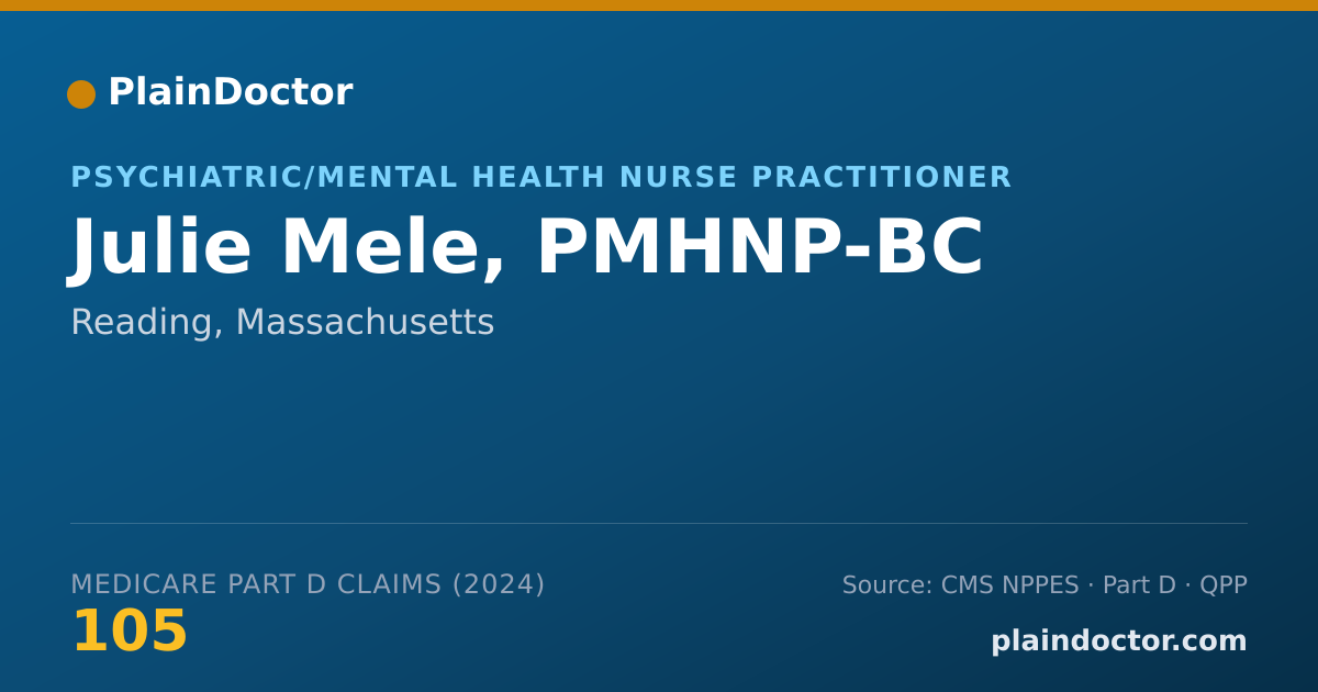 Shareable card for Julie Mele, PMHNP-BC - Psychiatric/Mental Health Nurse Practitioner, Reading, MA