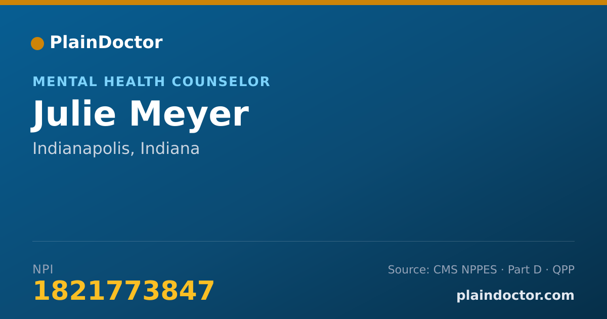 Shareable card for Julie Meyer - Mental Health Counselor, Indianapolis, IN