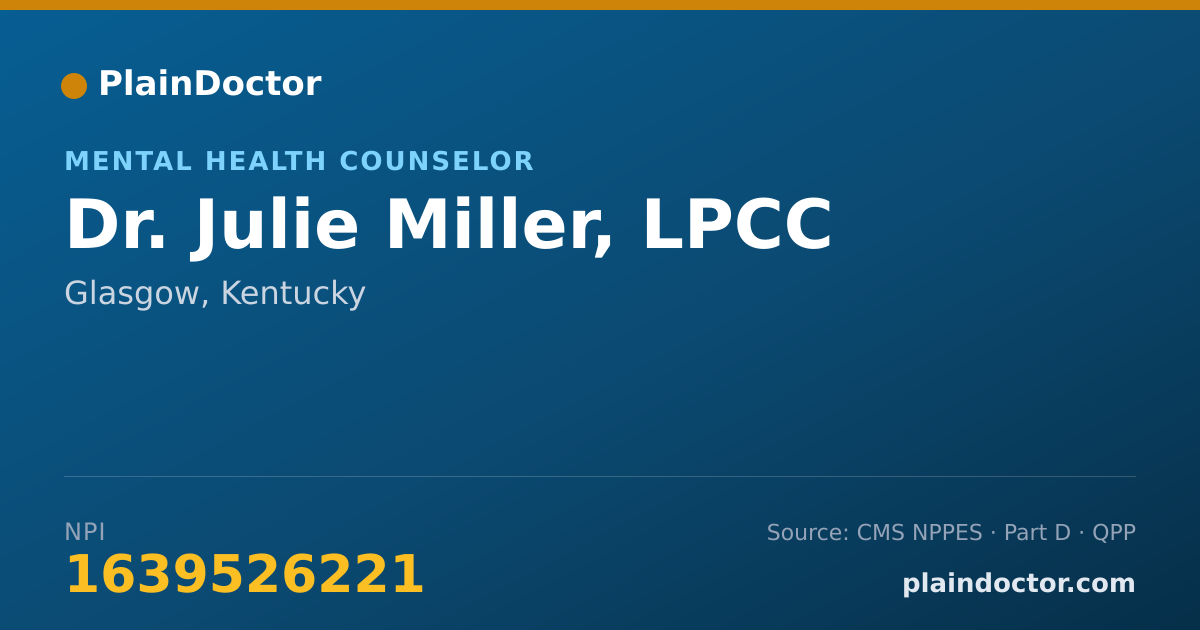 Shareable card for Julie Miller, LPCC - Mental Health Counselor, Glasgow, KY
