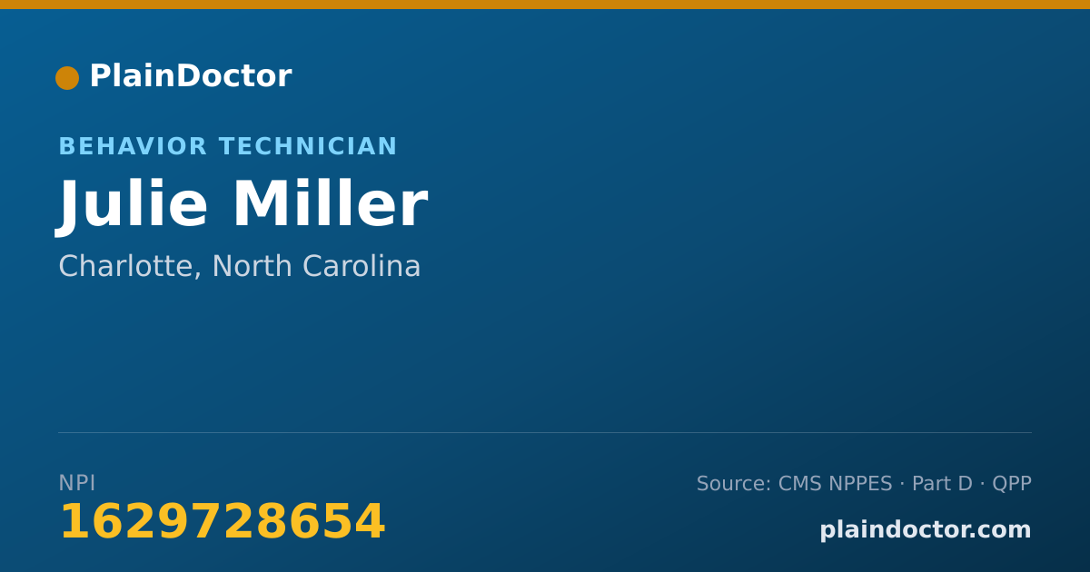 Shareable card for Julie Miller - Behavior Technician, Charlotte, NC