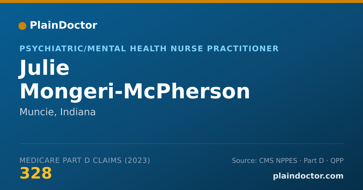 Shareable card for Julie Mongeri-McPherson - Psychiatric/Mental Health Nurse Practitioner, Muncie, IN