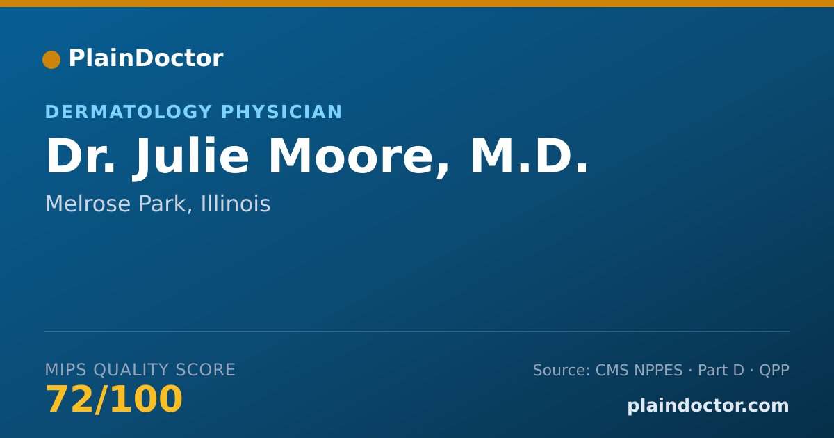 Shareable card for Julie Moore, M.D. - Dermatology Physician, Melrose Park, IL