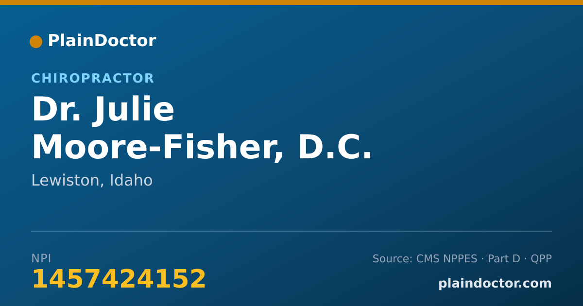 Shareable card for Julie Moore-Fisher, D.C. - Chiropractor, Lewiston, ID