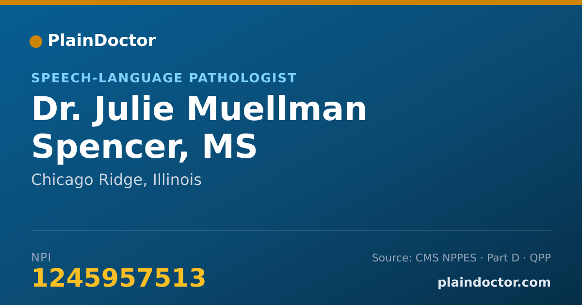Shareable card for Julie Muellman Spencer, MS - Speech-Language Pathologist, Chicago Ridge, IL