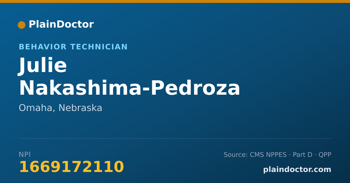 Shareable card for Julie Nakashima-Pedroza - Behavior Technician, Omaha, NE