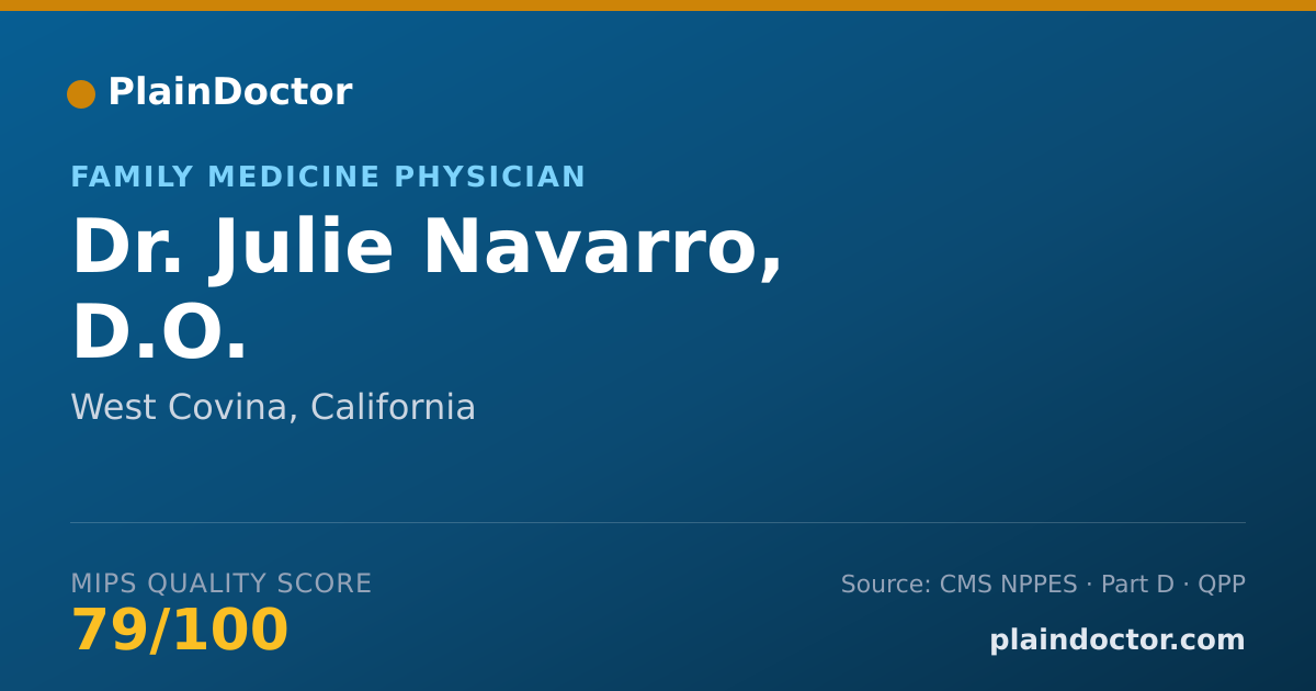 Shareable card for Julie Navarro, D.O. - Family Medicine Physician, West Covina, CA