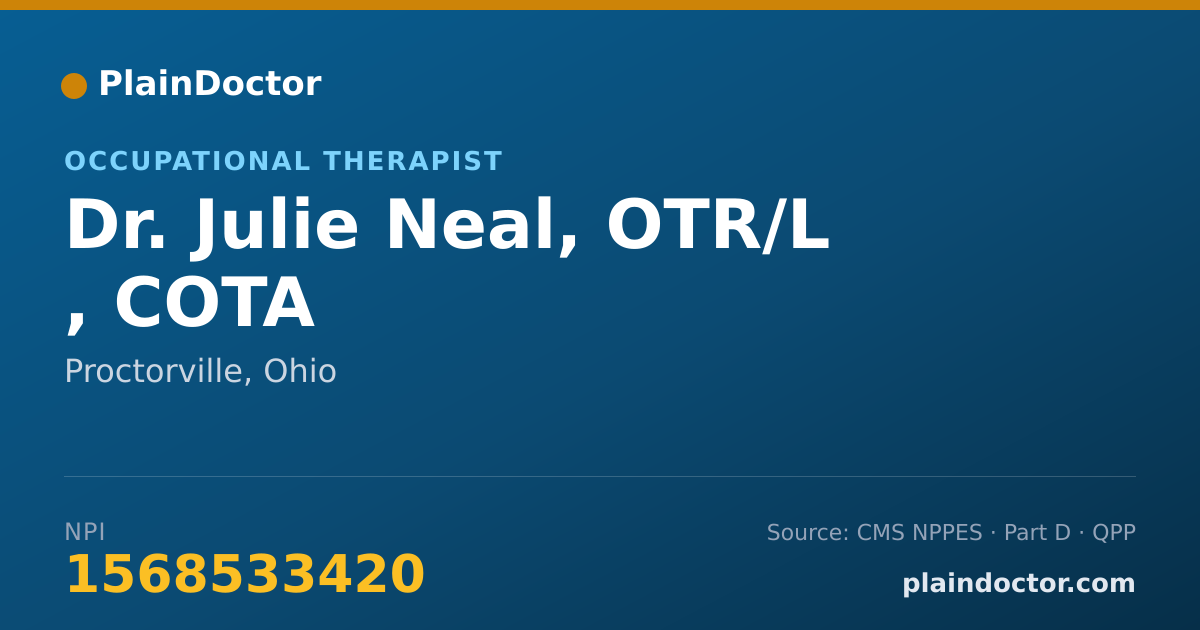 Shareable card for Julie Neal, OTR/L , COTA - Occupational Therapist, Proctorville, OH