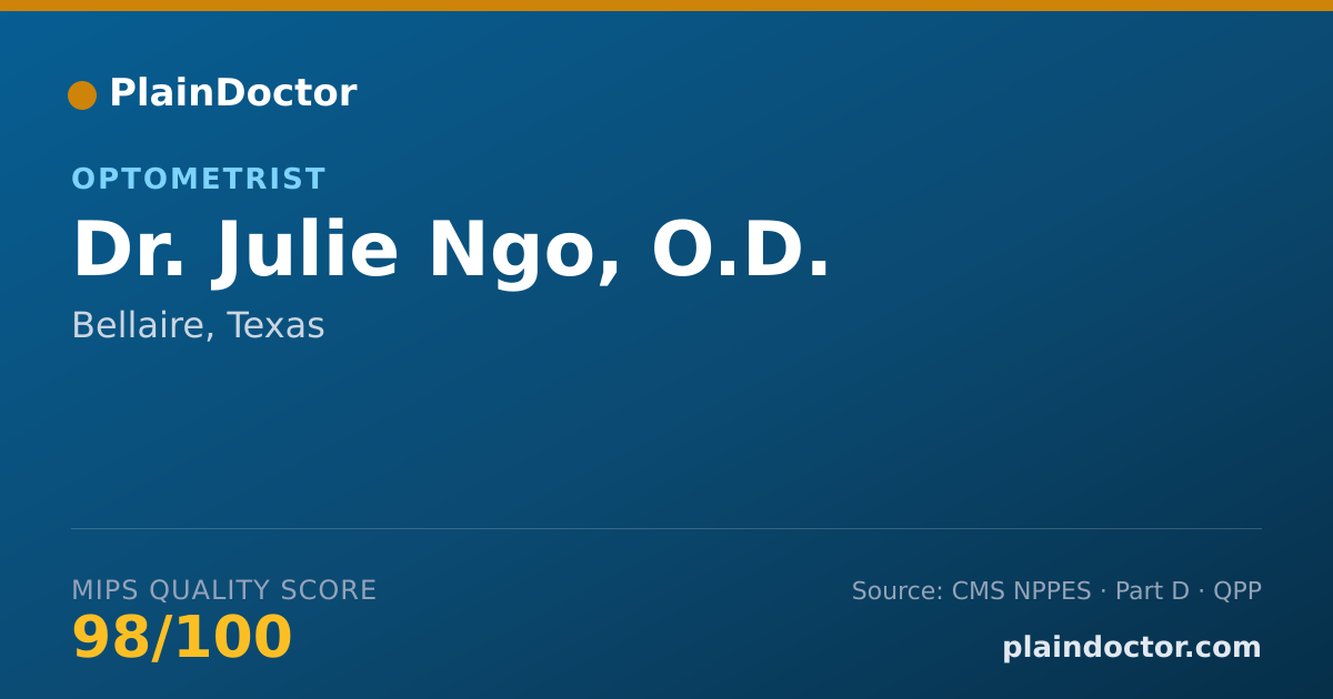 Shareable card for Julie Ngo, O.D. - Optometrist, Bellaire, TX