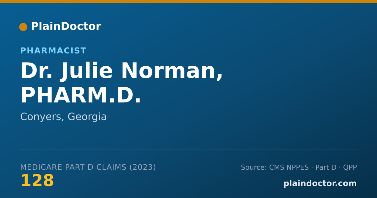 Shareable card for Julie Norman, PHARM.D. - Pharmacist, Conyers, GA