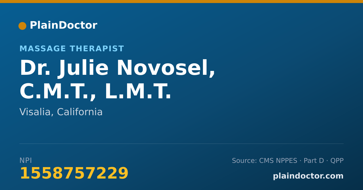 Shareable card for Julie Novosel, C.M.T., L.M.T. - Massage Therapist, Visalia, CA
