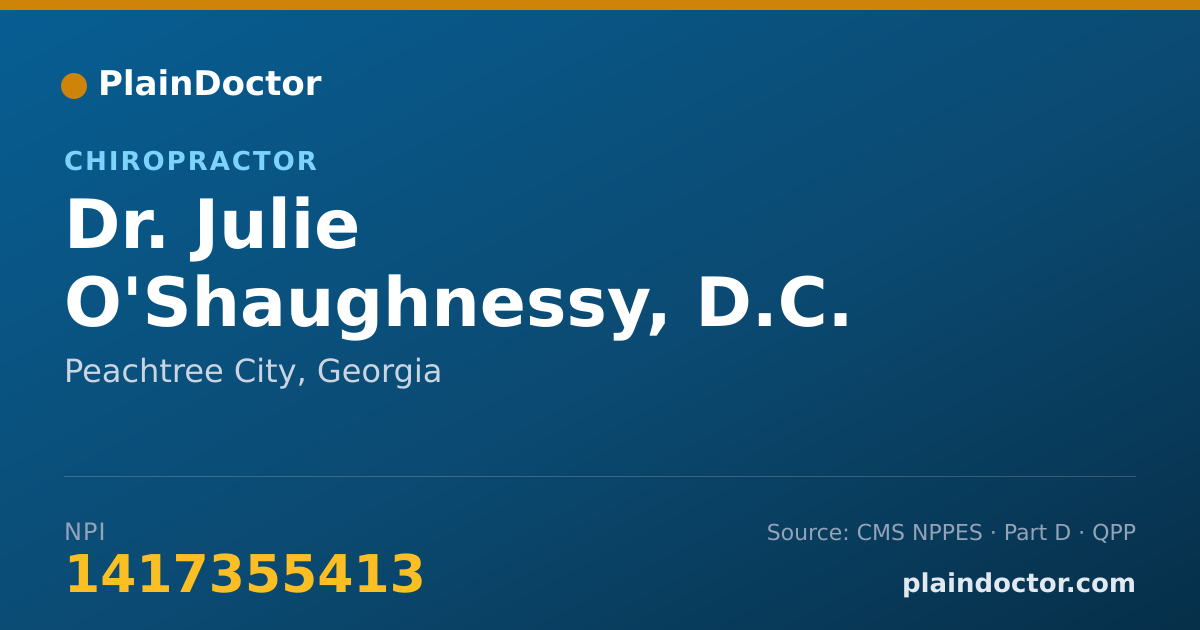 Shareable card for Julie O'Shaughnessy, D.C. - Chiropractor, Peachtree City, GA