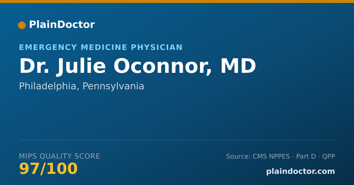 Shareable card for Julie Oconnor, MD - Emergency Medicine Physician, Philadelphia, PA
