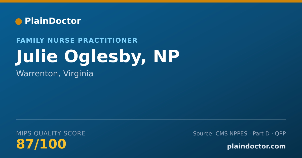 Shareable card for Julie Oglesby, NP - Family Nurse Practitioner, Warrenton, VA