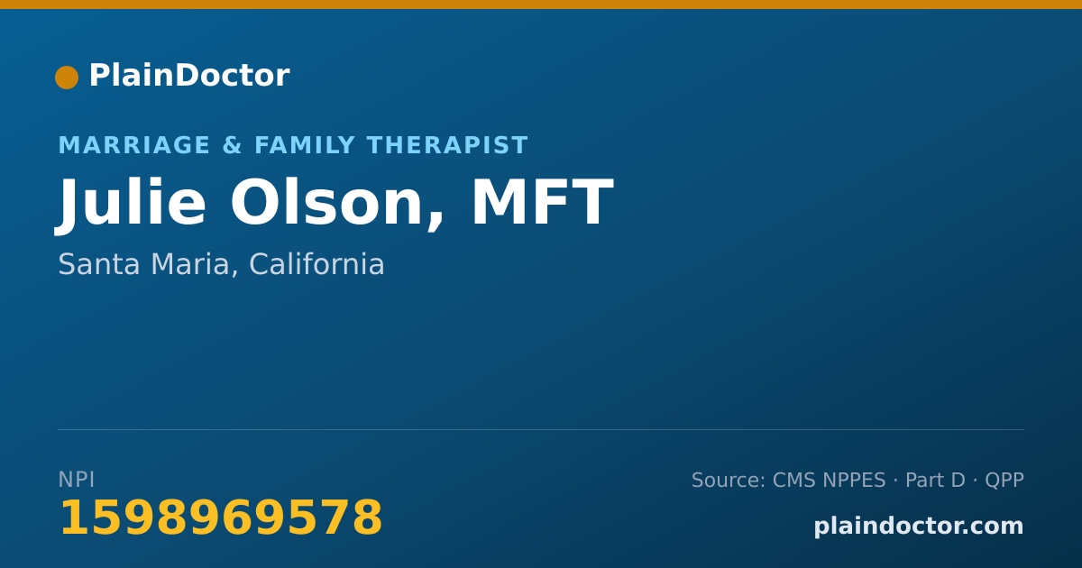 Shareable card for Julie Olson, MFT - Marriage & Family Therapist, Santa Maria, CA